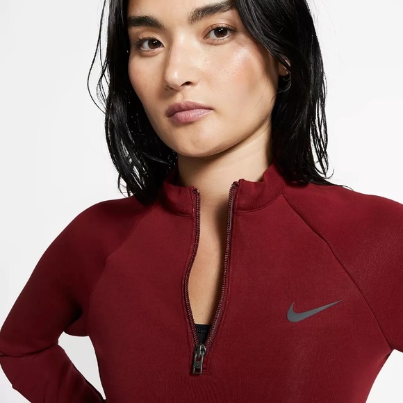 Nike Burgundy Bodycon Minidress Front Zip Small - NWOT - Picture 2 of 7